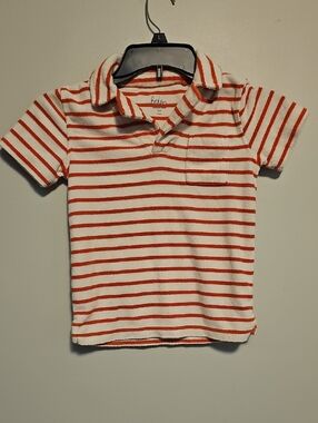 Boden White and Orange Terry Towel Cloth Striped Polo for Kids
